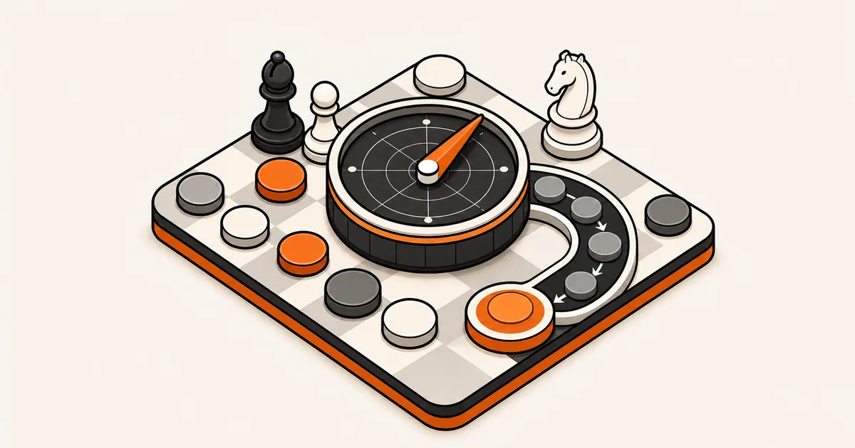 Pseudo-isometric chess game review compass illustration