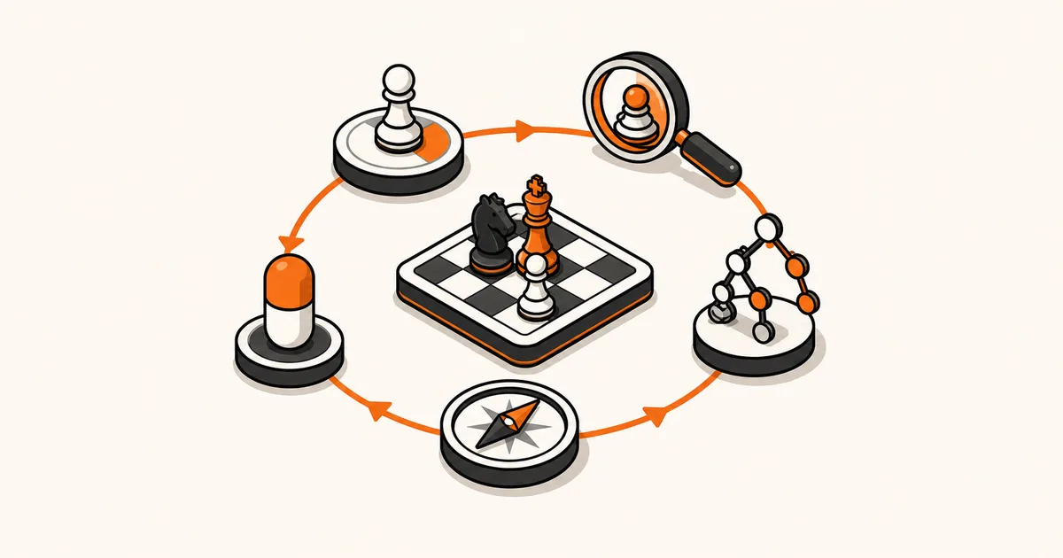 Pseudo-isometric ChessFlare workflow loop illustration